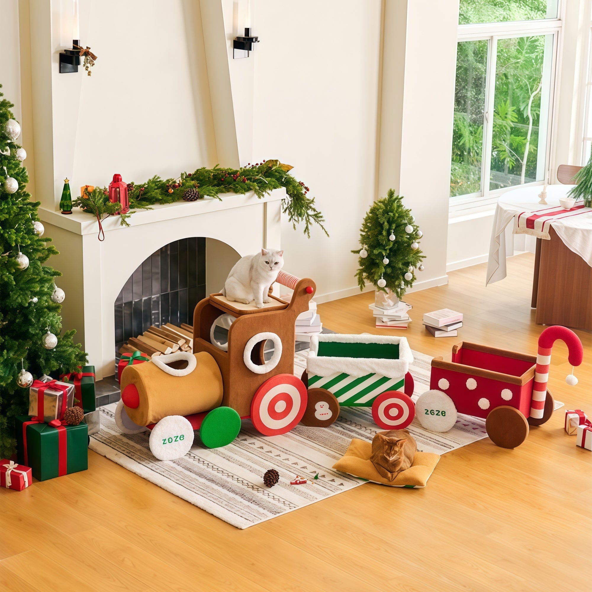 Reindeer Train Cat Playset